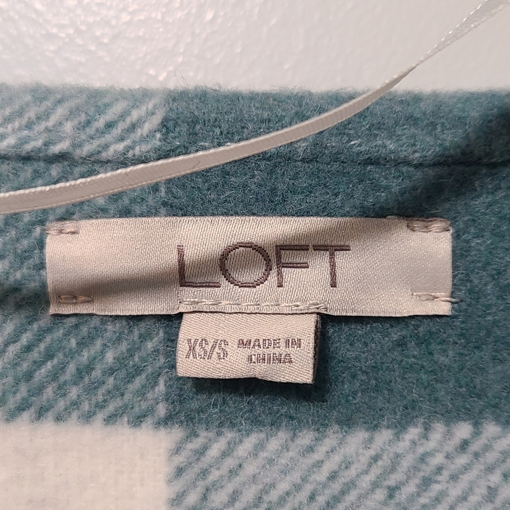 LOFT Plaid Belted Wrap Coat XS/S - Picture 3 of 7